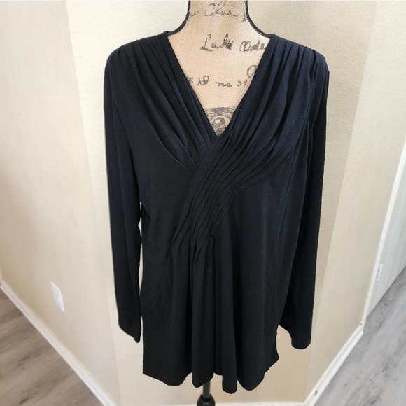 Rafaella black played draped front shirt‎ size XXL - Picture 1 of 6